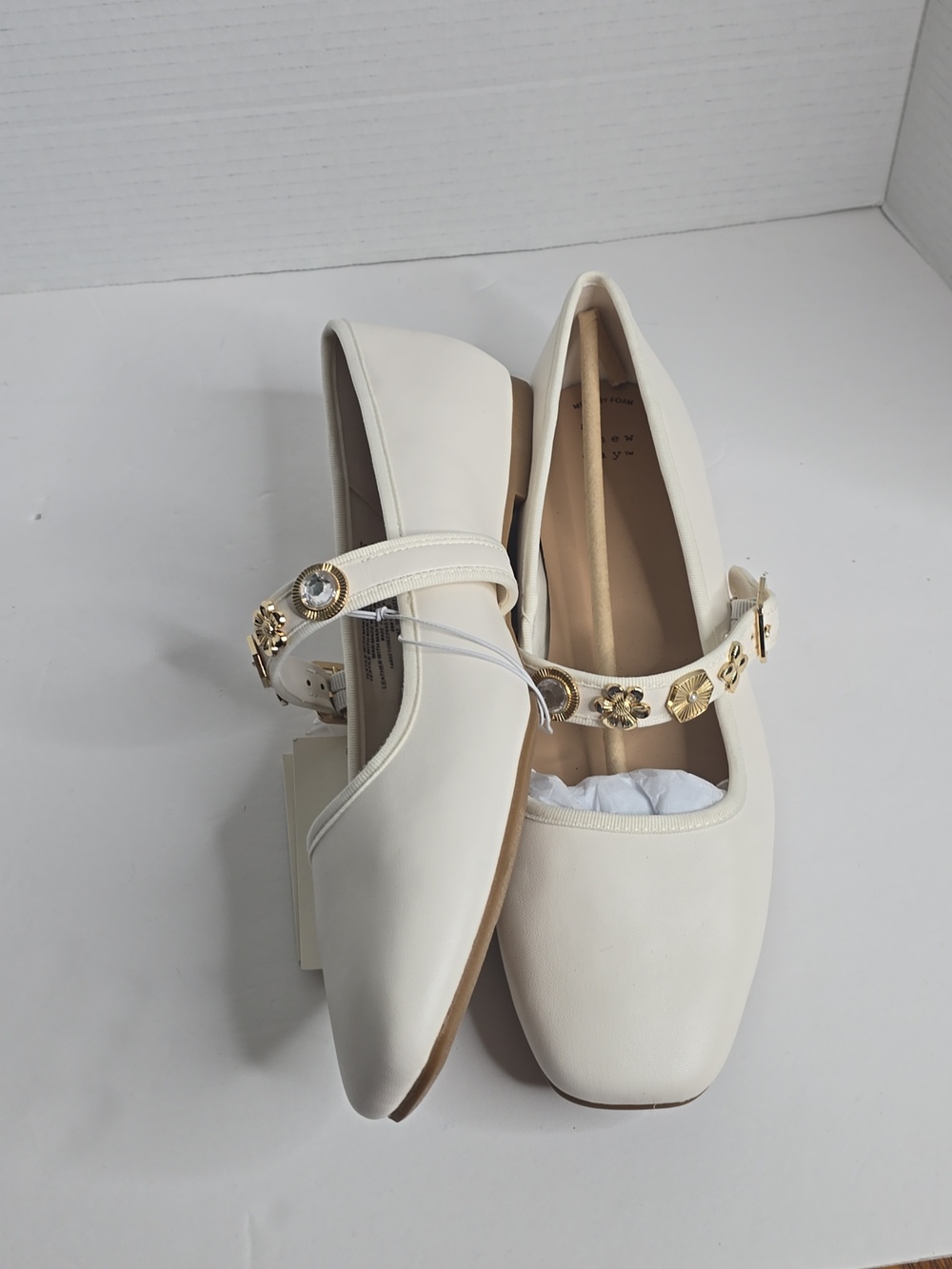 Women's White Mary Jane Jewel Flats Nwt A New Day Size 11 - Picture 8 of 9